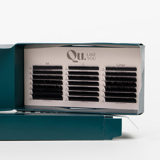 Eyelash Extensions Black (Mixed Length & Curl Set) – 2 Trays Set (5–9 mm & 10–13 mm) Qu.Like You