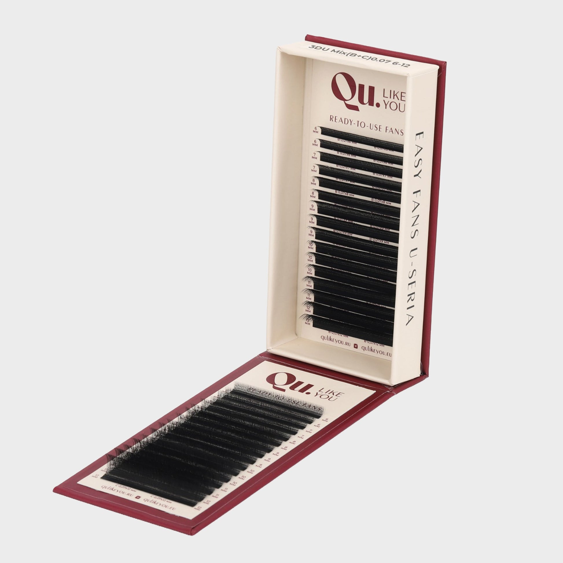 EASY FUNS U-Seria Eyelash Extensions Technology – Mixed Curl Set, Black (32 Lines) Qu.Like You