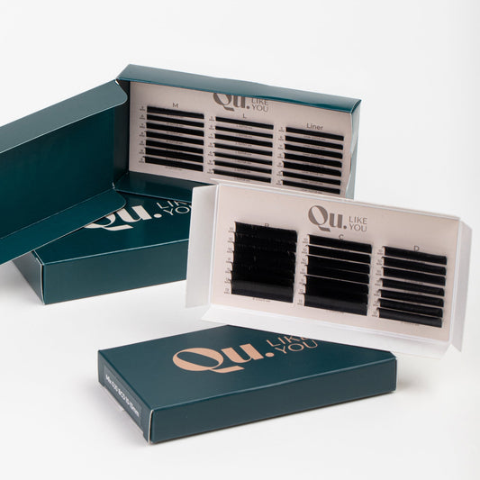 Eyelash Extensions Black (Mixed Length & Curl Set) – 2 Trays Set (5–9 mm & 10–13 mm) Qu.Like You